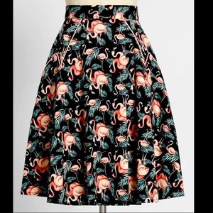 ModCloth Flamingo Dancing A-Line Skirt